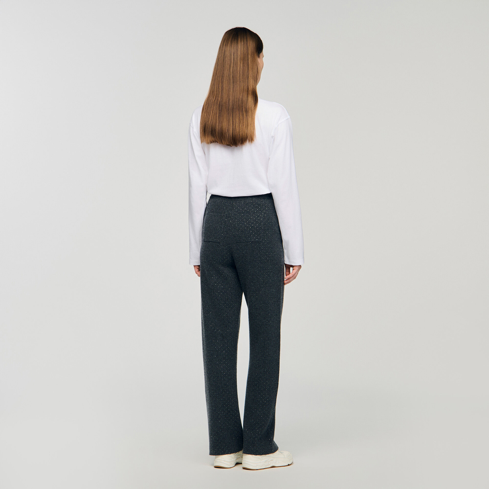 Pantaloni glitterati in maglia