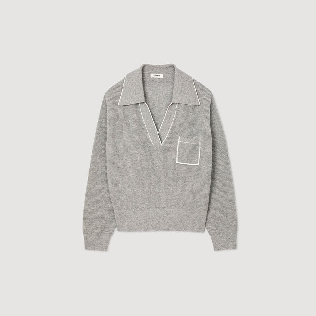 Maglione con colletto a polo aperto