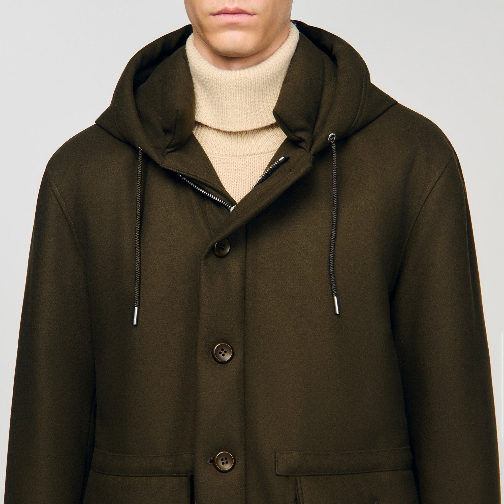 Parka in lana con cappuccio