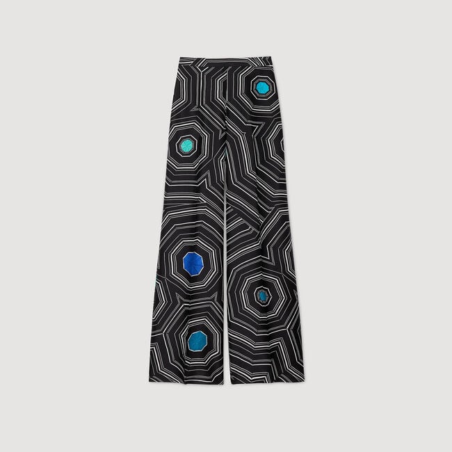 Pantaloni in seta stampa a spirali