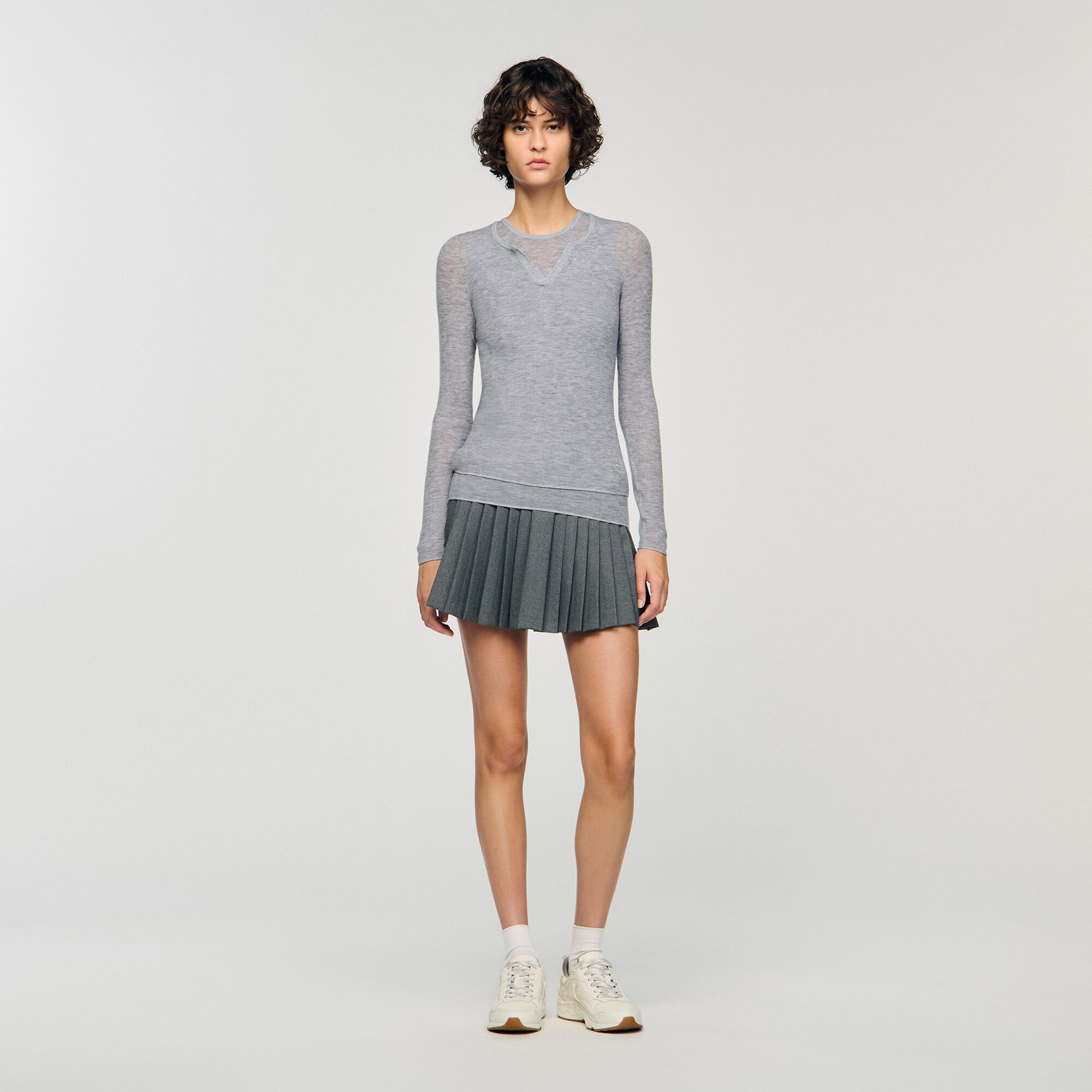 Maglione trompe l'œil in lana