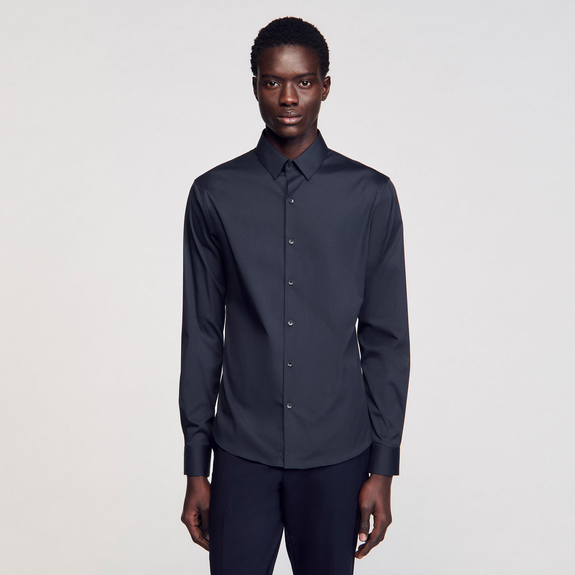 Camicia aderente in cotone stretch