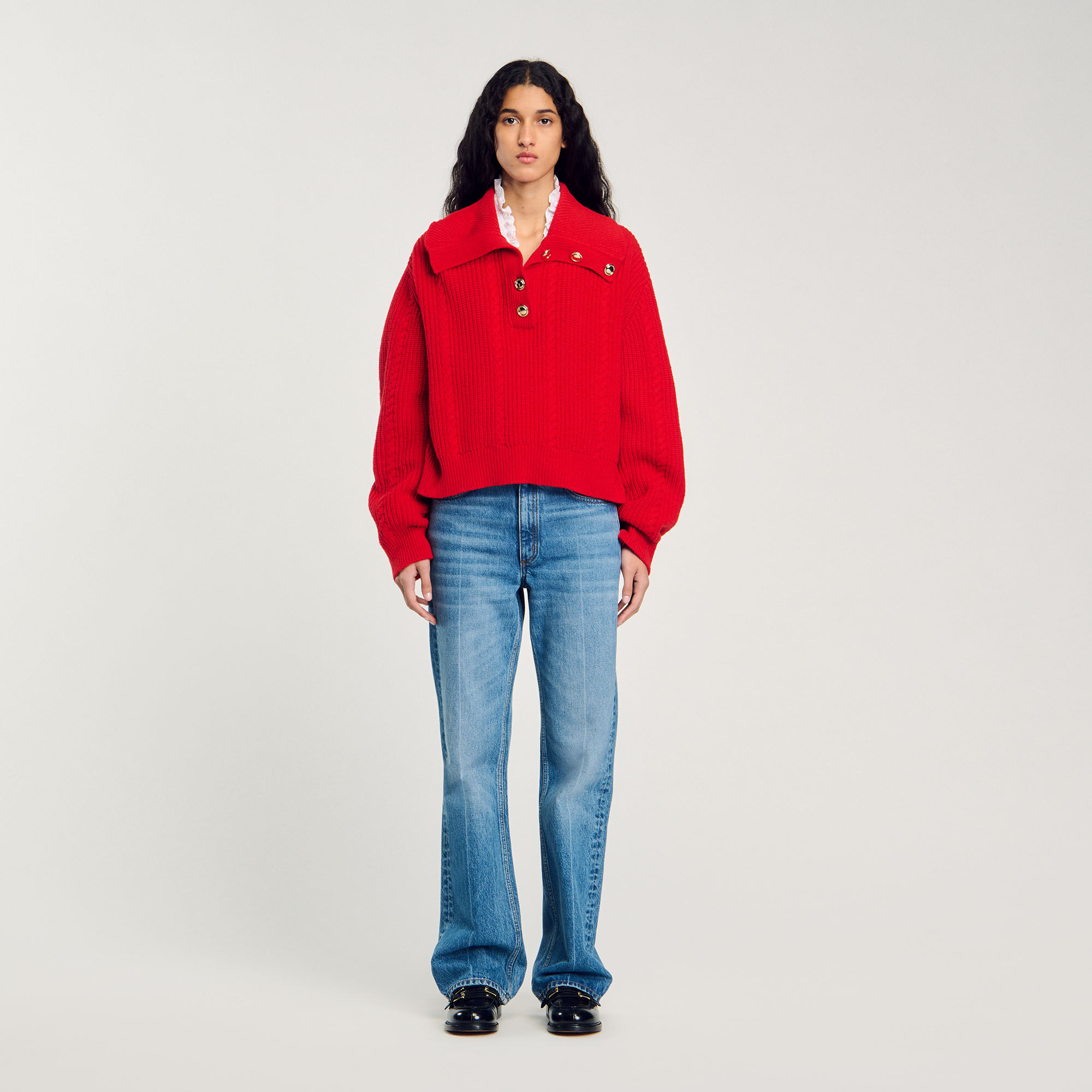 Maglione con colletto con bottoni