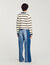 Cardigan a righe con dettagli denim