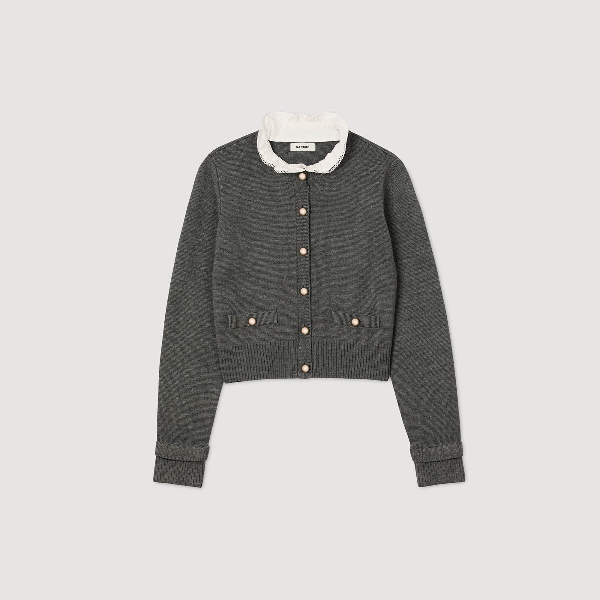 Cardigan colletto volant rimovibile