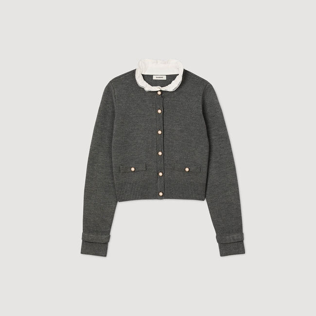 Cardigan colletto volant rimovibile