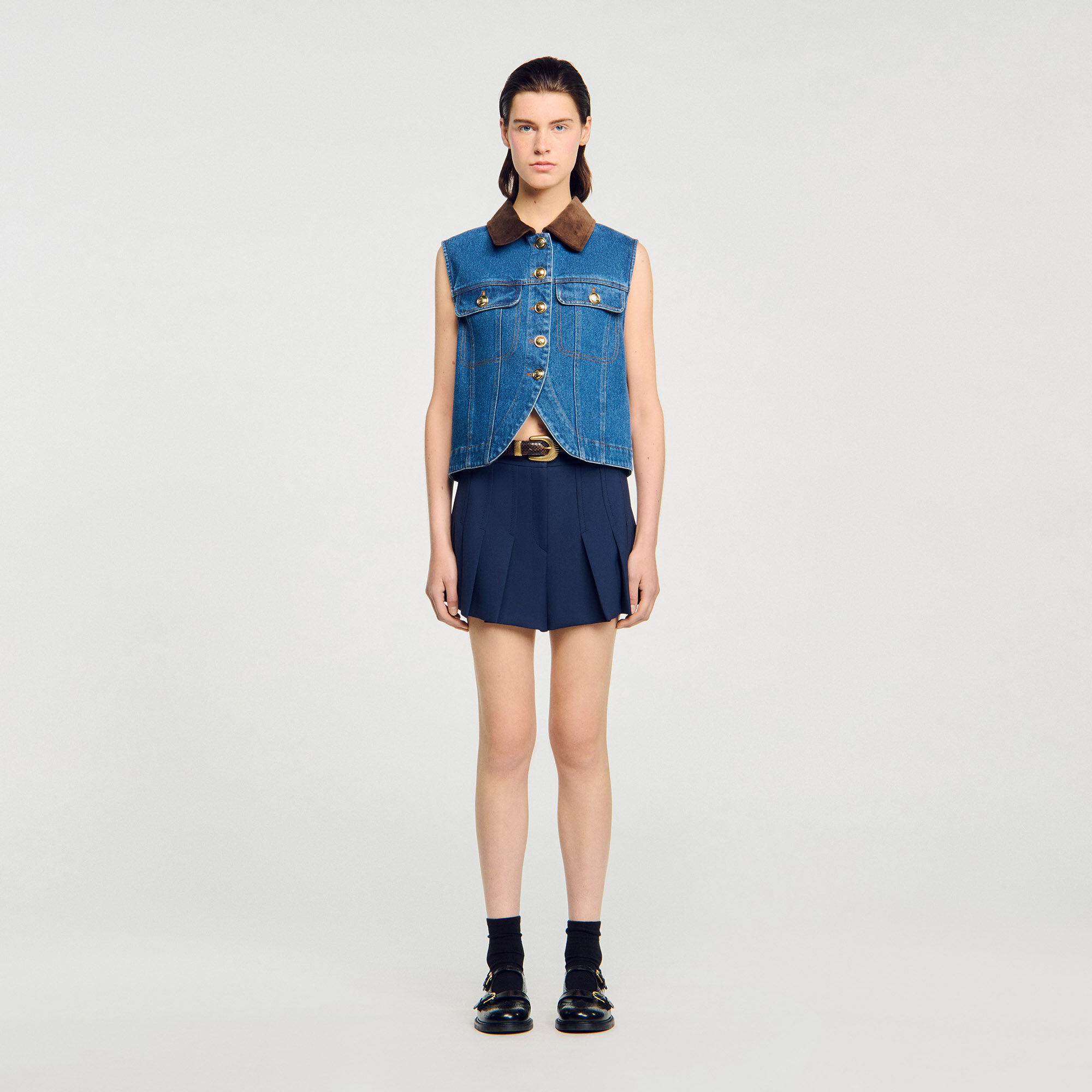 Giubbotto smanicato in denim