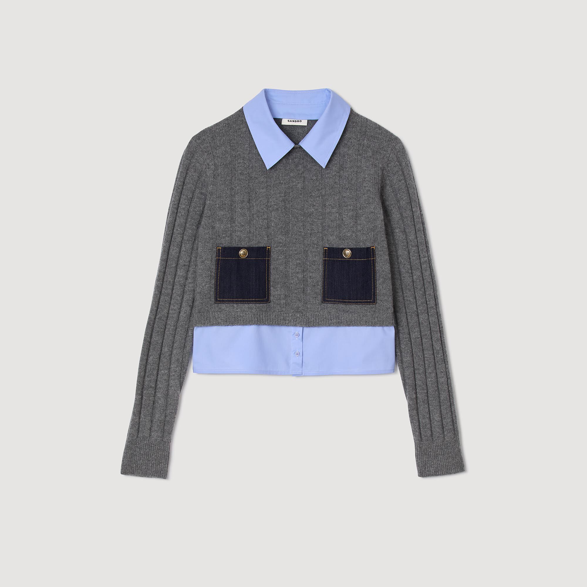Maglione corto in lana e cashmere