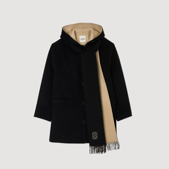 Cappotto in lana con sciarpa