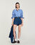 Shorts di jeans con dettagli in pelle
