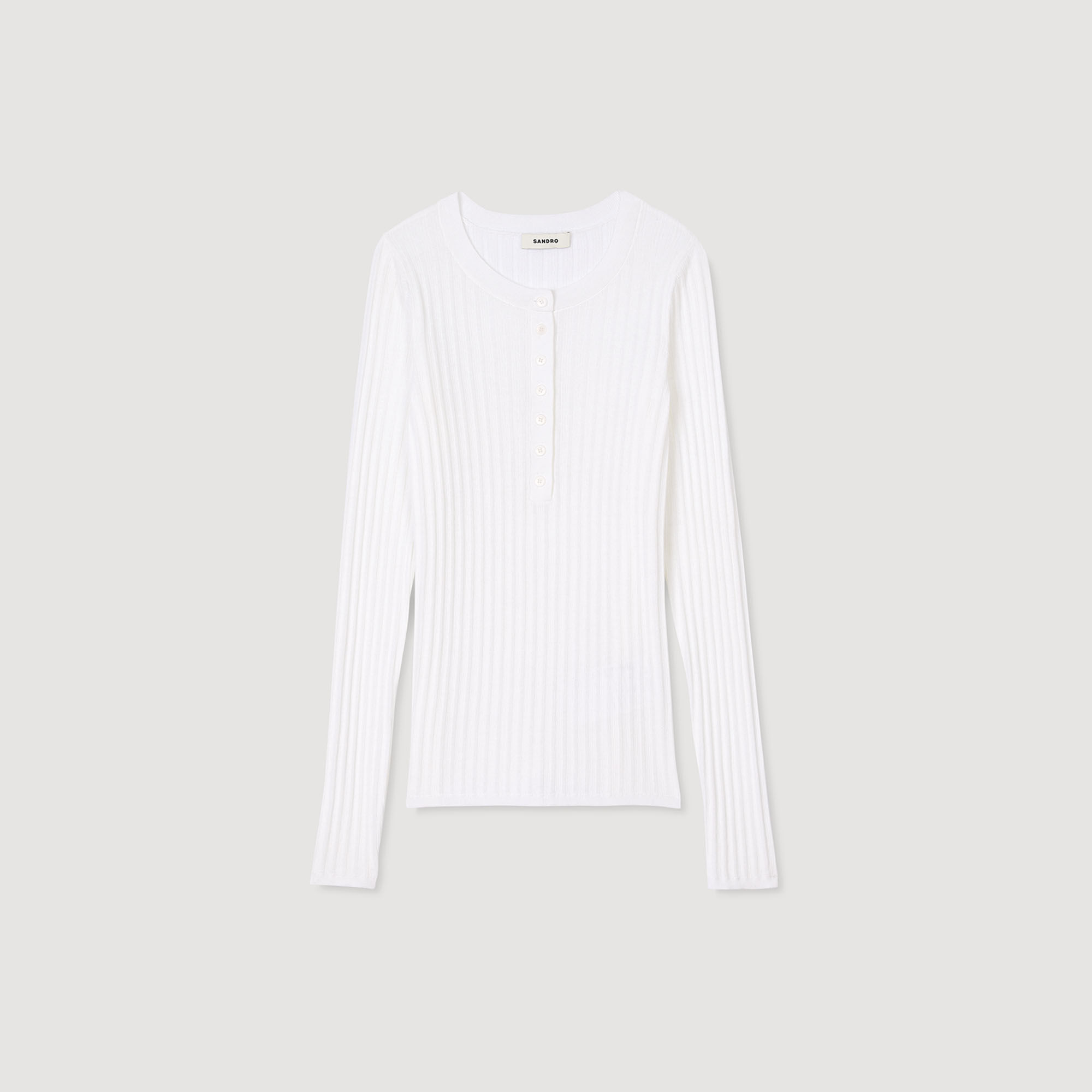 Maglione a coste scollo serafino