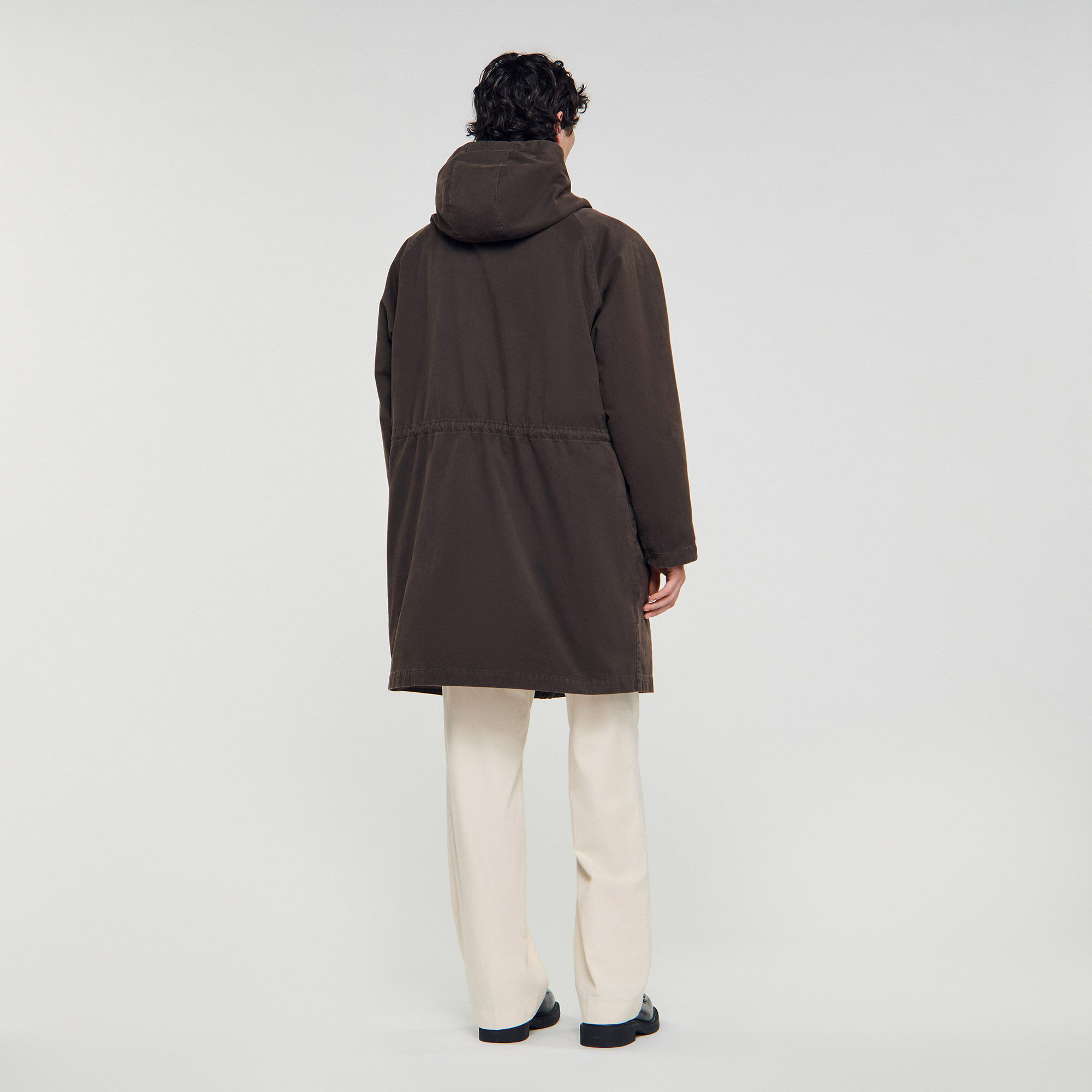 Parka oversize in cotone e lana