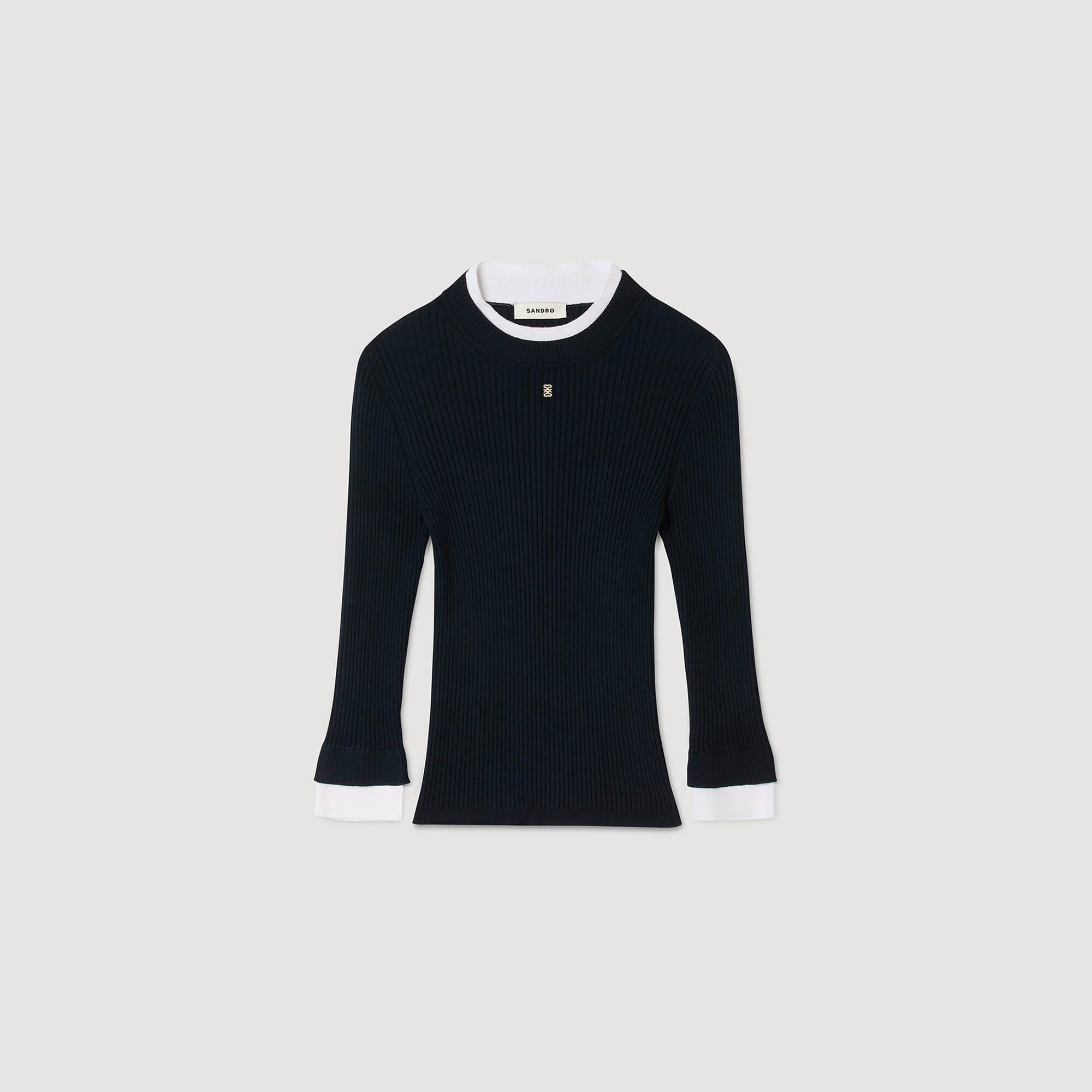 Maglione trompe l'œil in lana mista