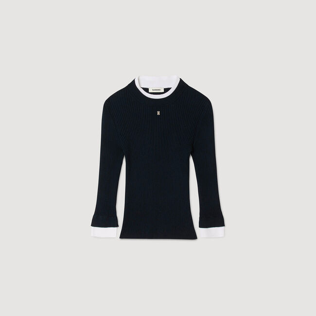 Maglione trompe l'œil in lana mista