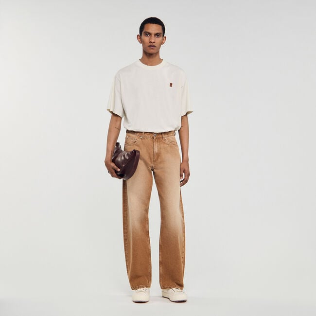 Jeans baggy in cotone délavé