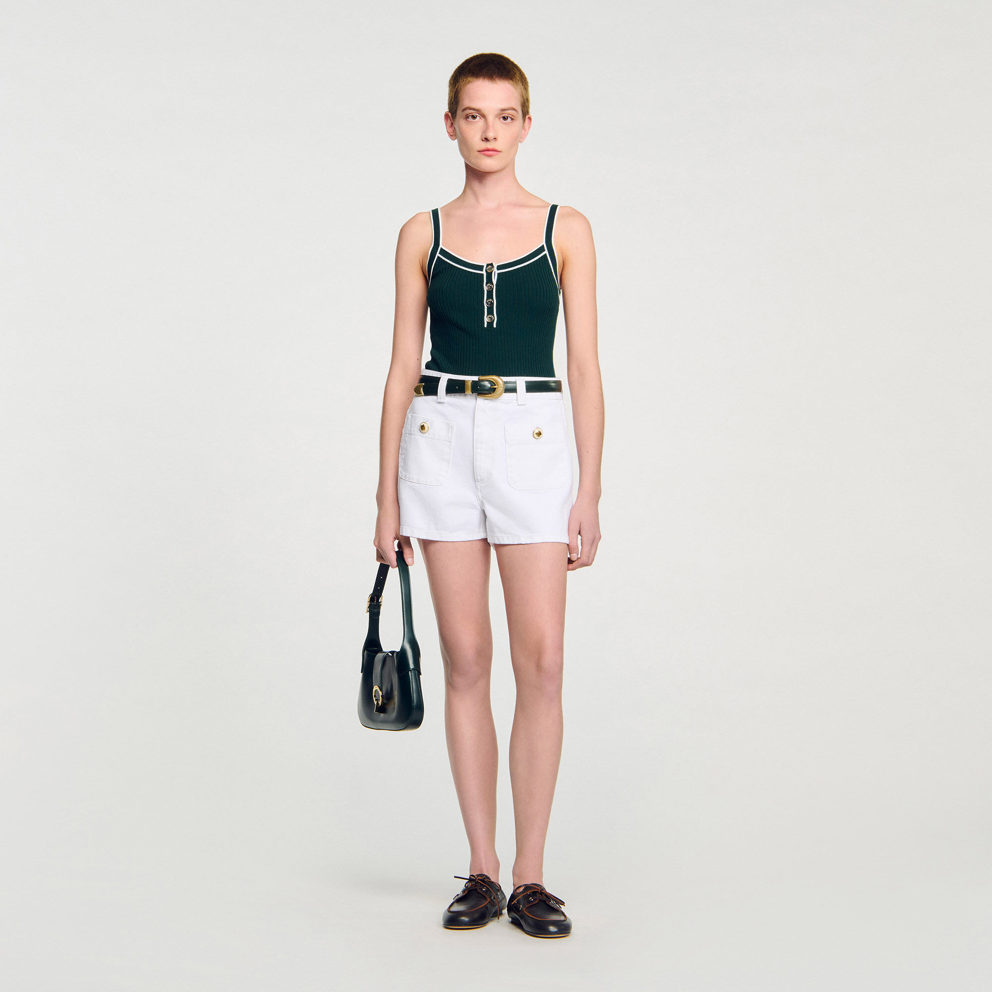 Canottiera in maglia bicolore