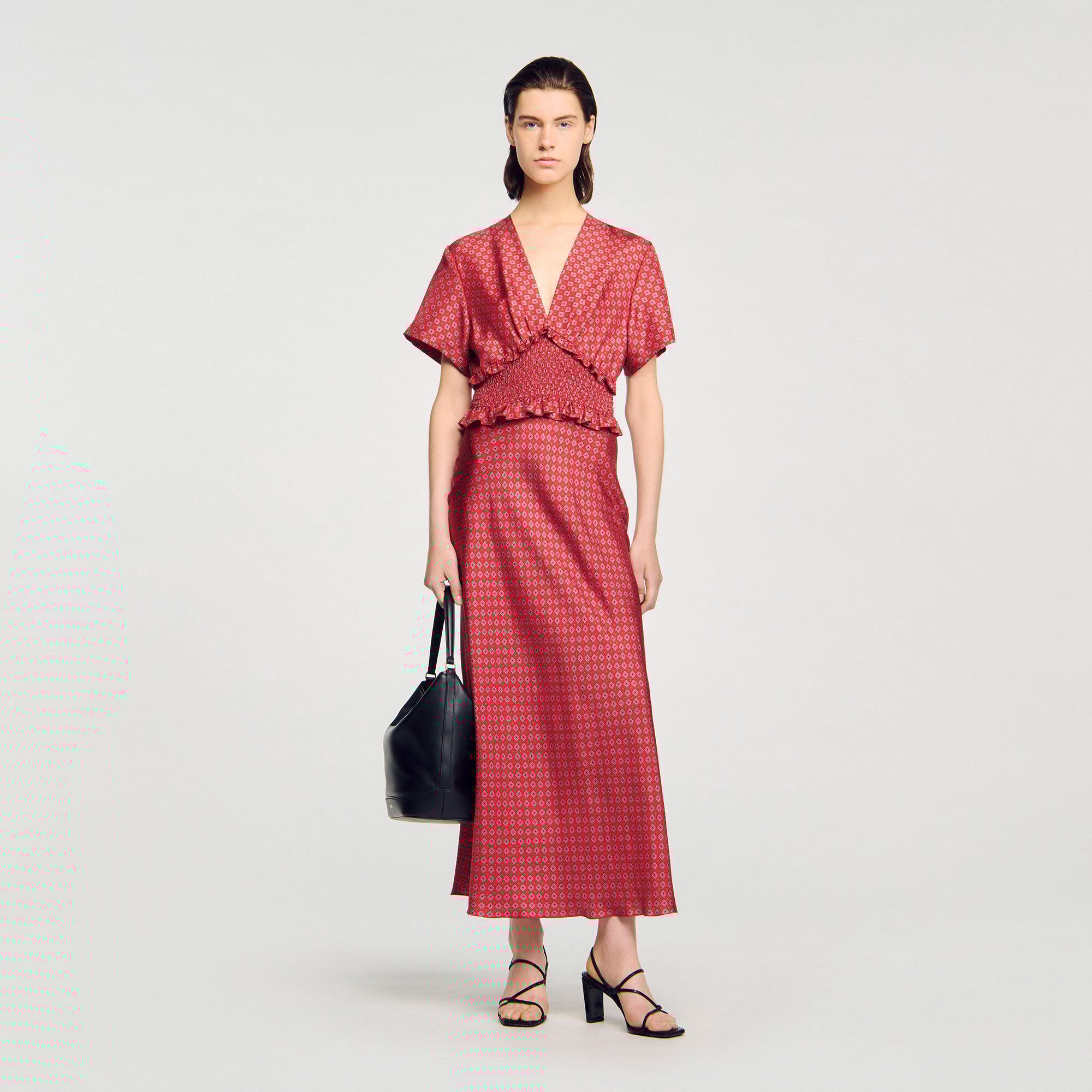 Abito lungo con stampa foulard