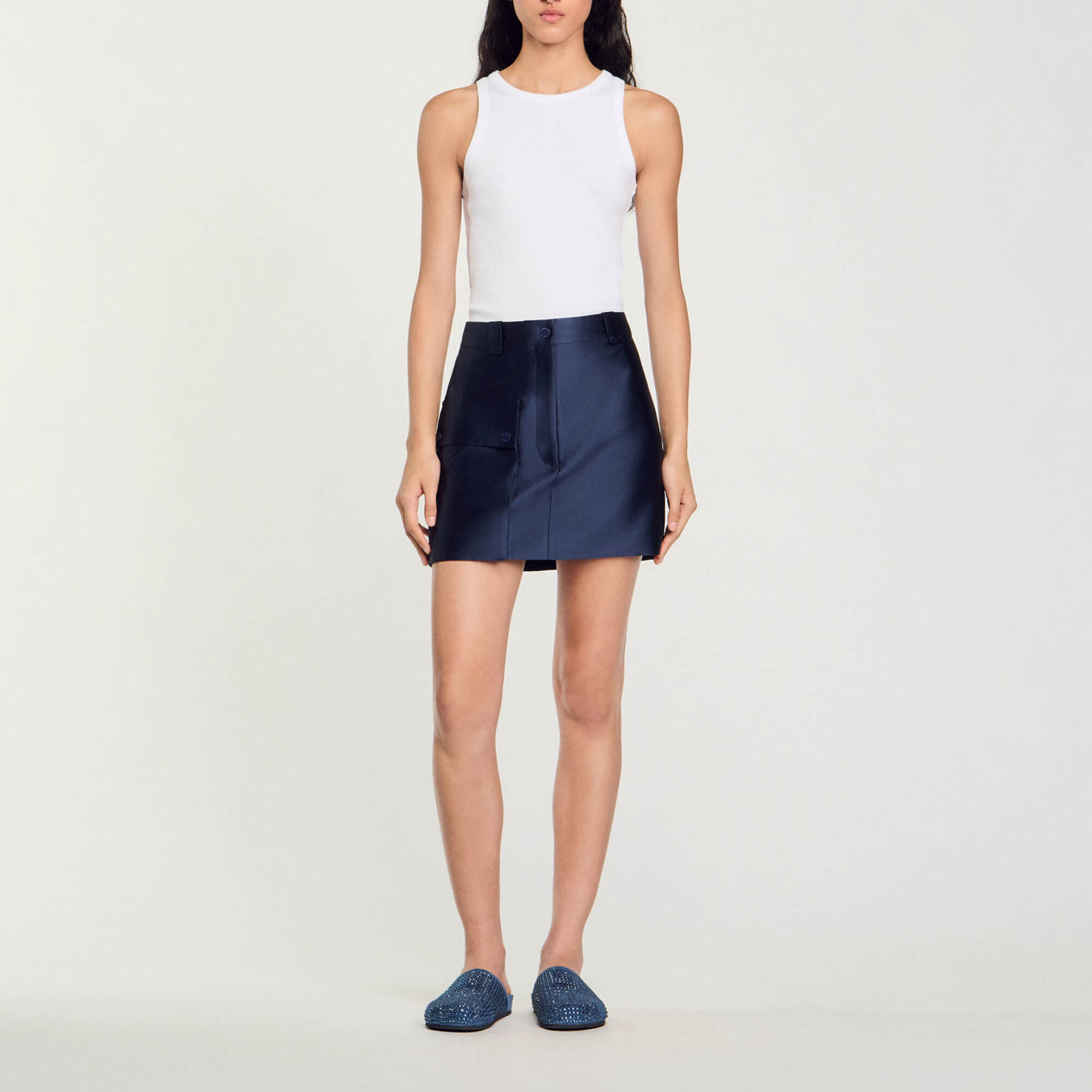 Gonna corta satinata - Donna | Sandro