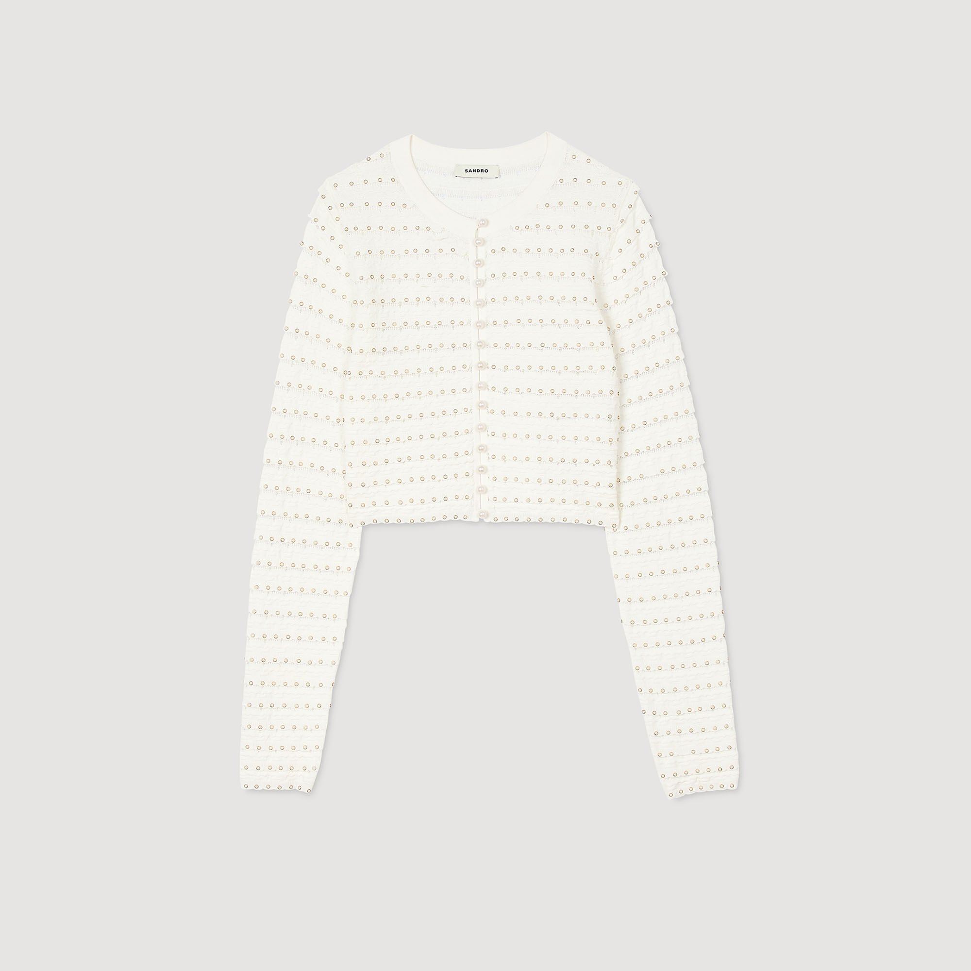 Cardigan corto con perline