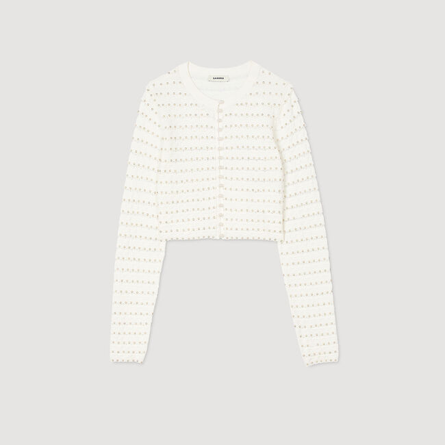 Cardigan corto con perline