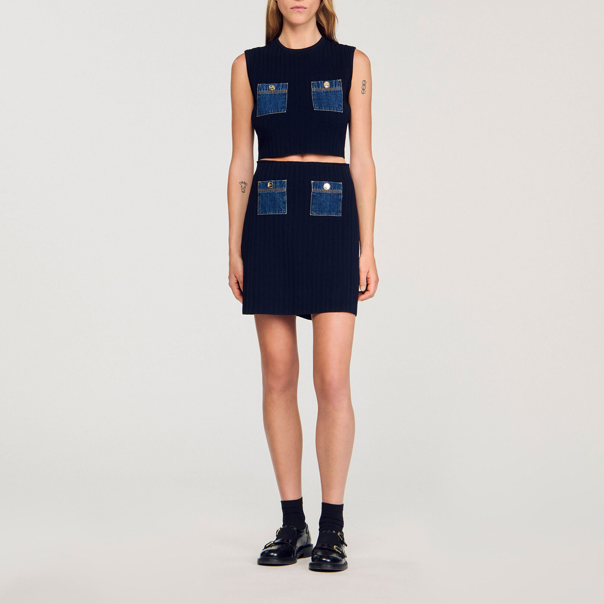 Top in maglia e denim - Donna | Sandro