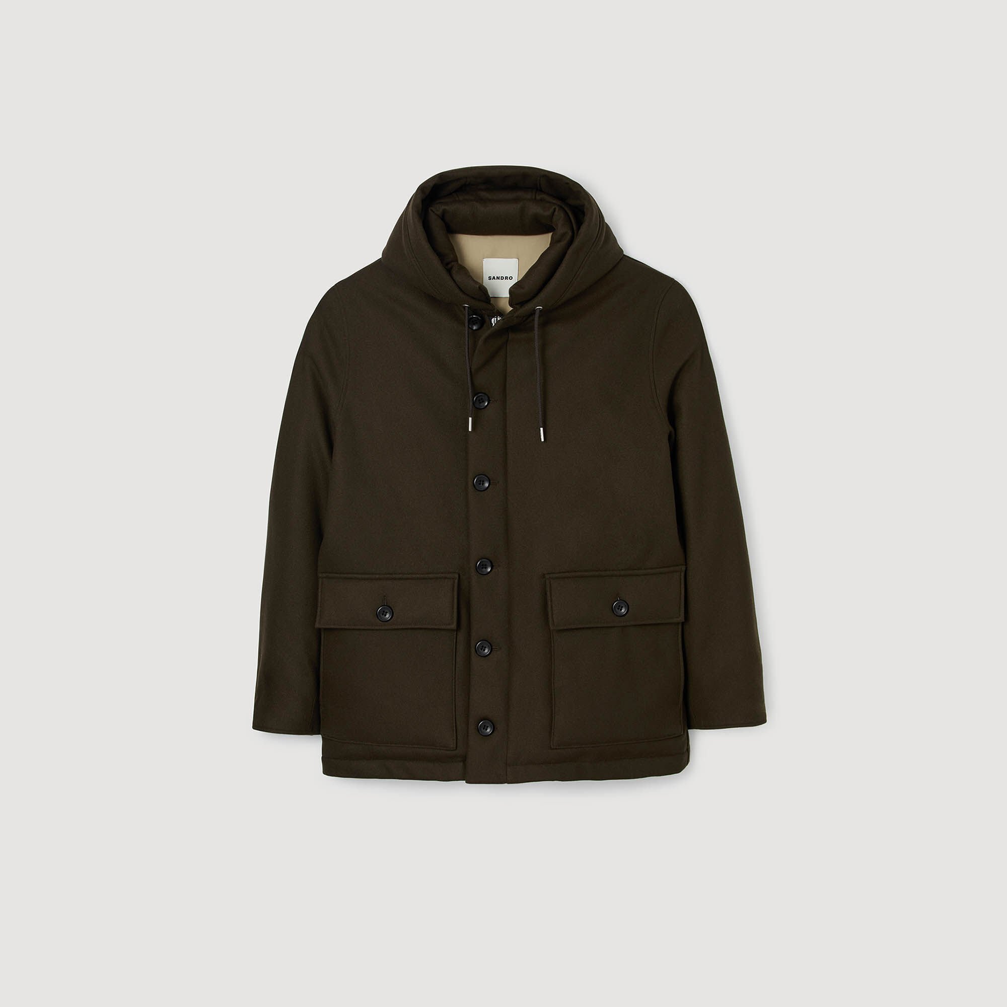 Parka in lana con cappuccio