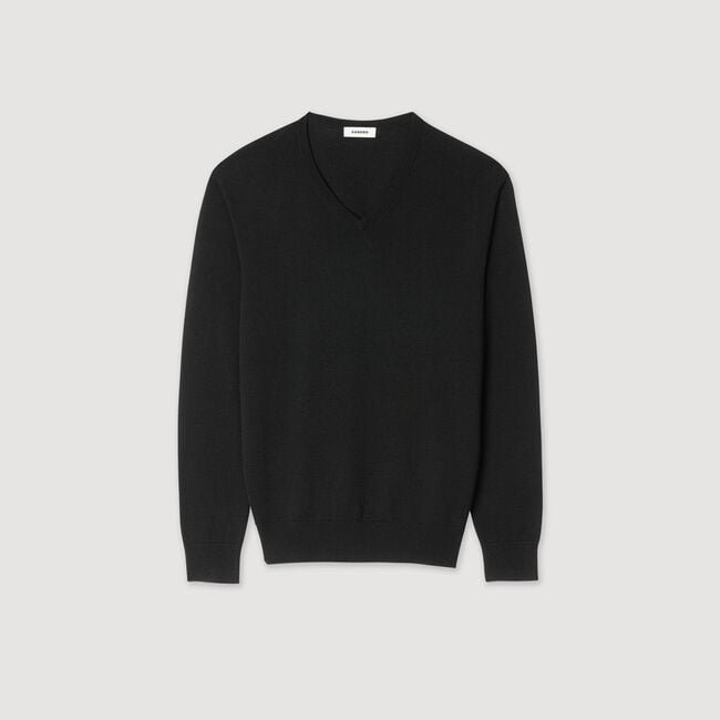 Maglione di lana con collo a V