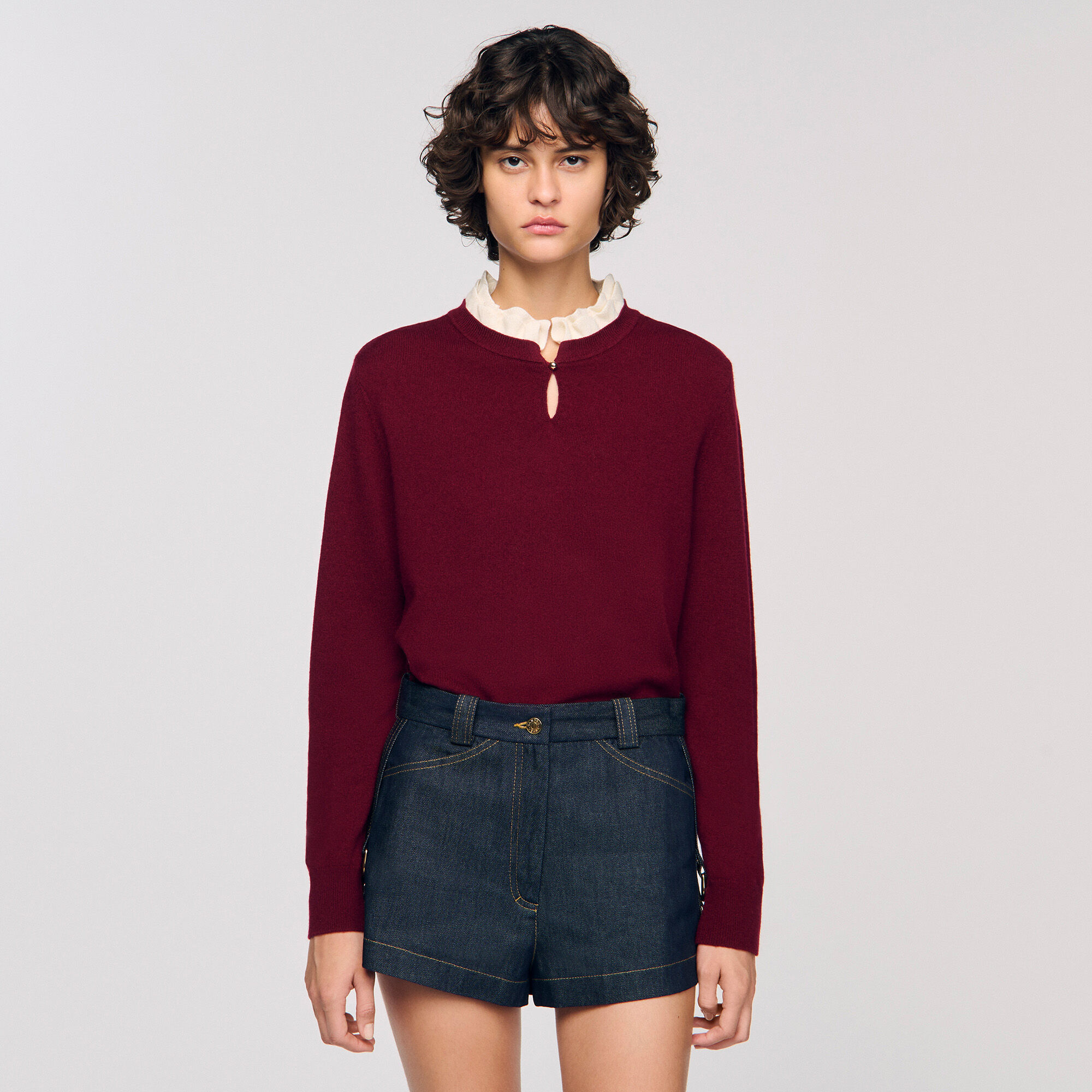 Maglione con collo arricciato