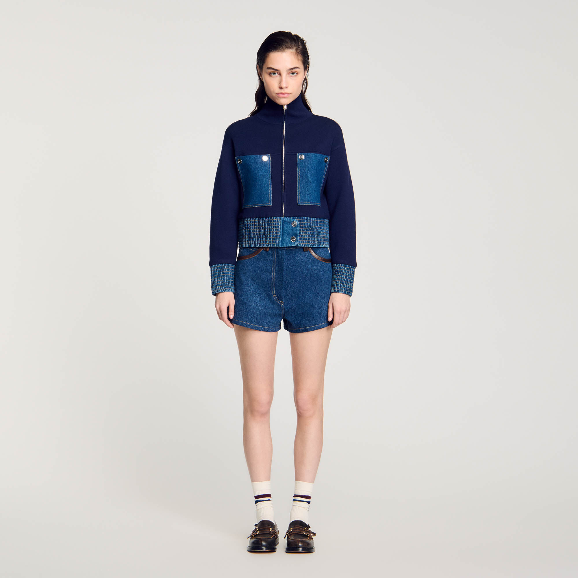 Cardicoat in maglia e denim
