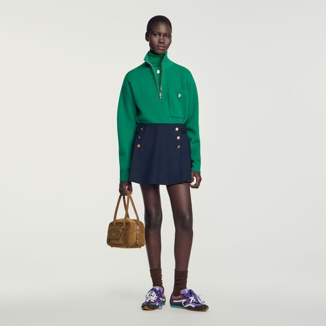 Skorts in lana con bottoni