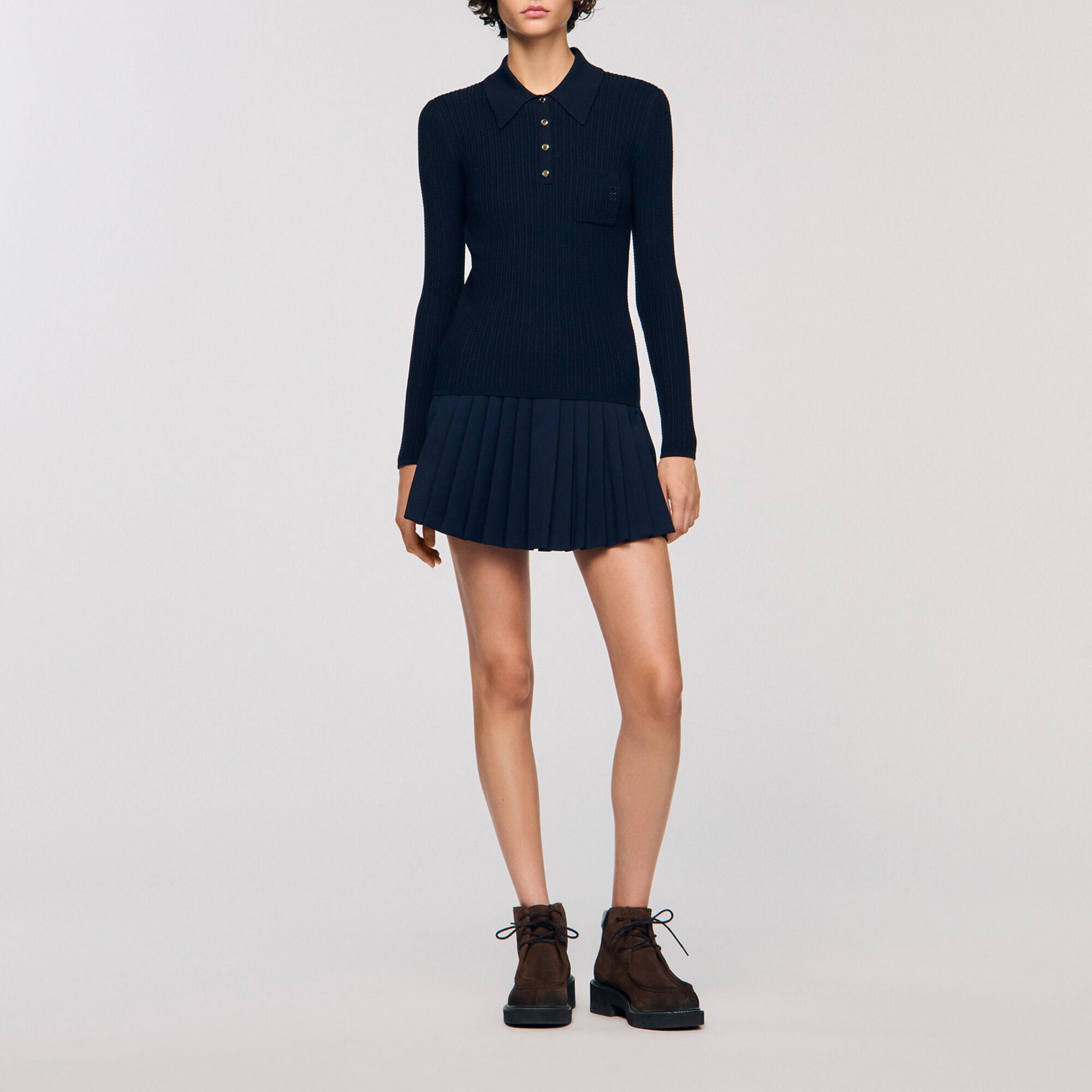 Maglione polo in maglia ritorta - Donna | Sandro