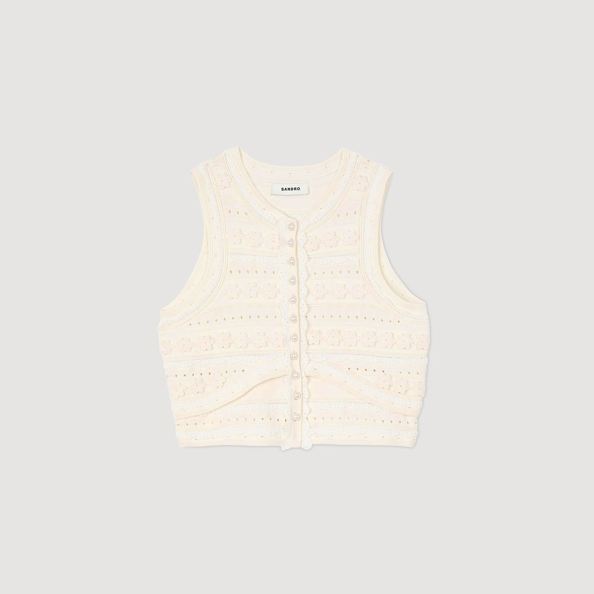 Maglione corto dettagli in crochet