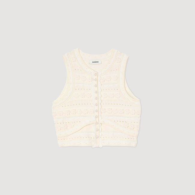 Maglione corto dettagli in crochet