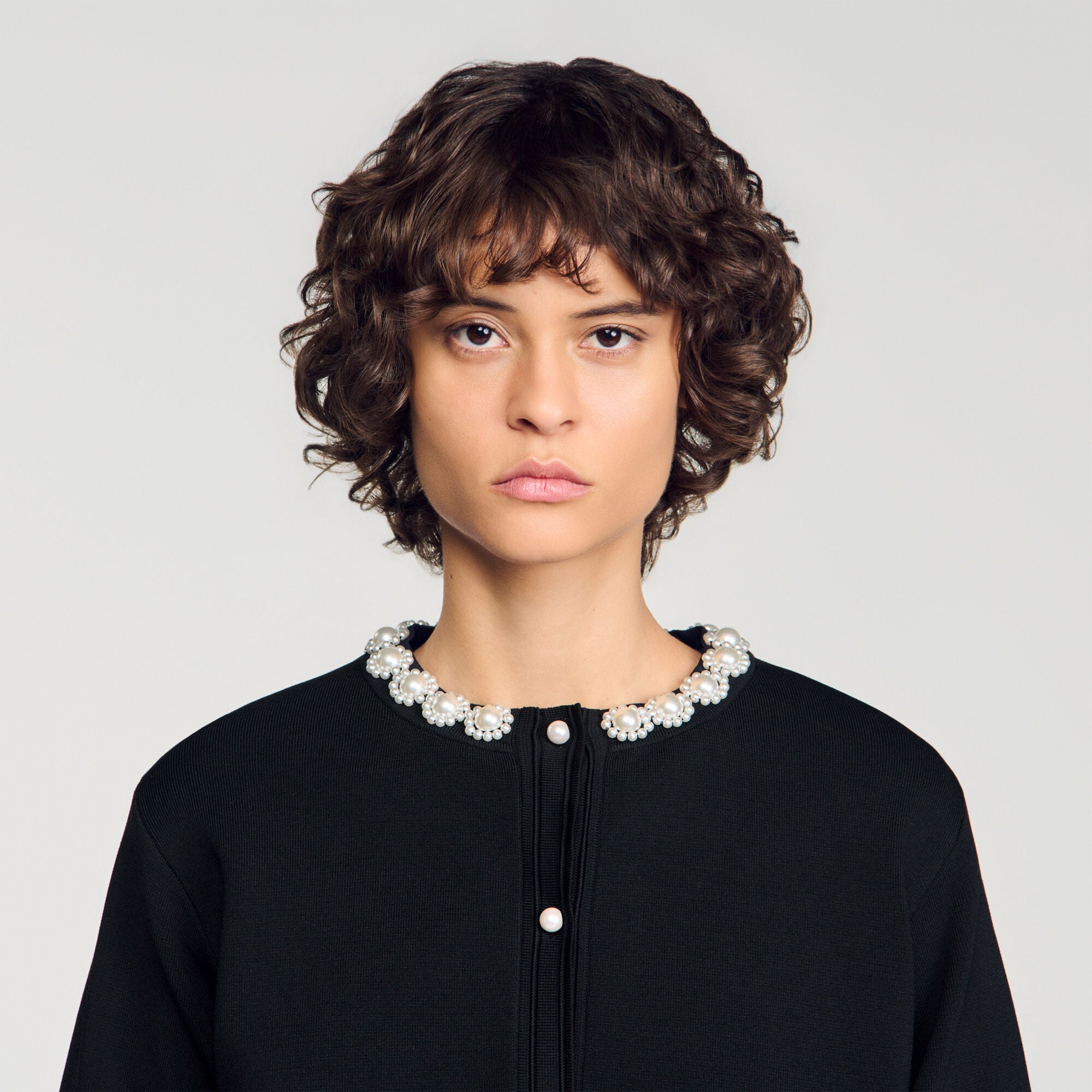 Cardigan collo a fiori di perline - Donna | Sandro