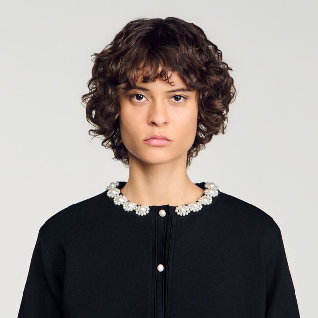 Cardigan collo a fiori di perline - Donna | Sandro