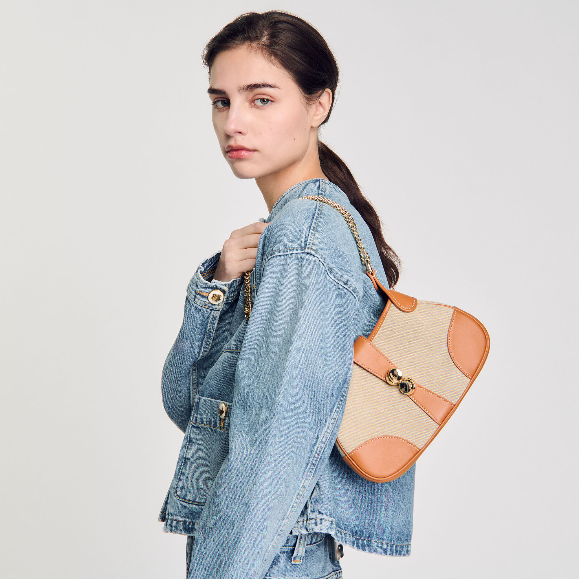 Borsa Janet in tela e pelle