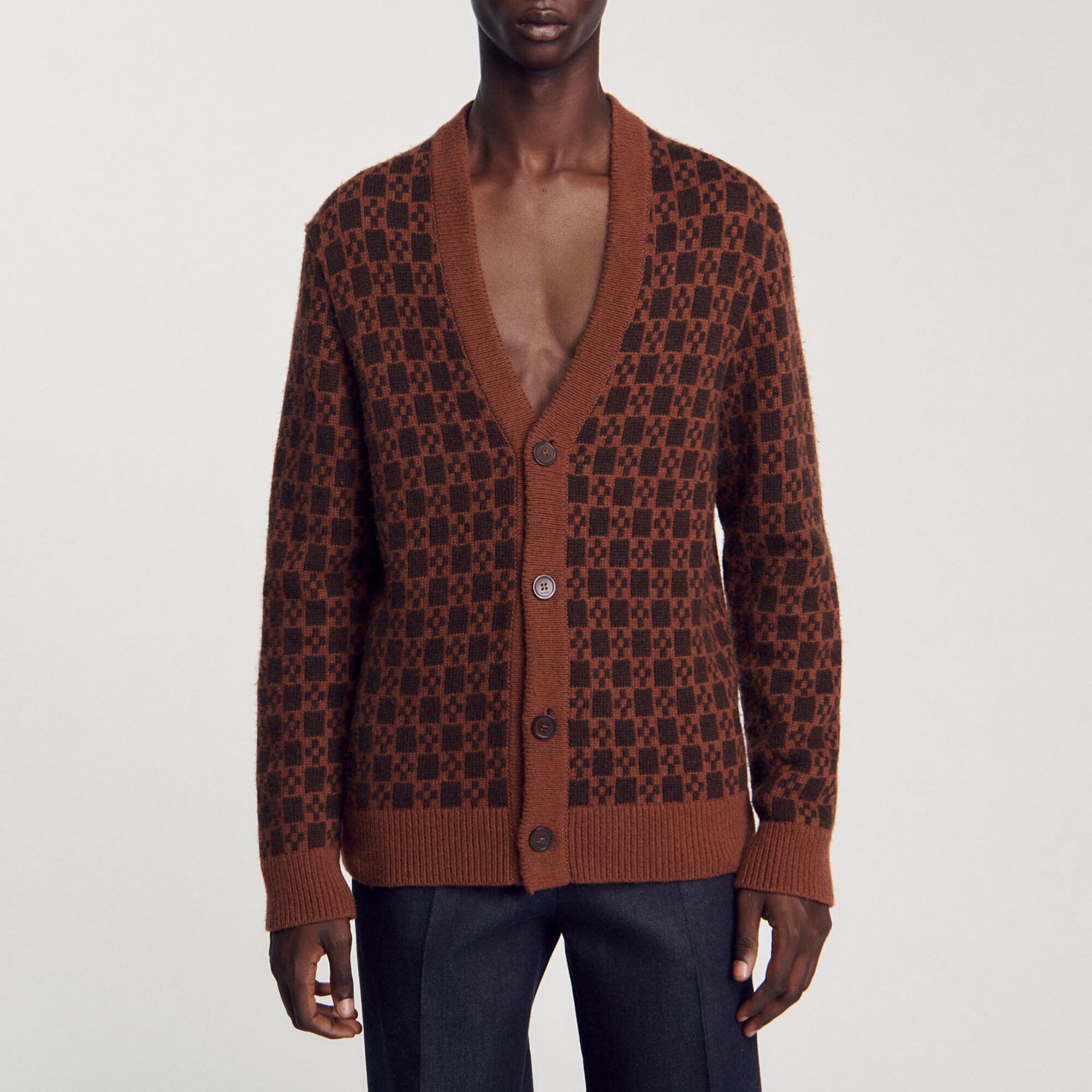 Cardigan jacquard square cross