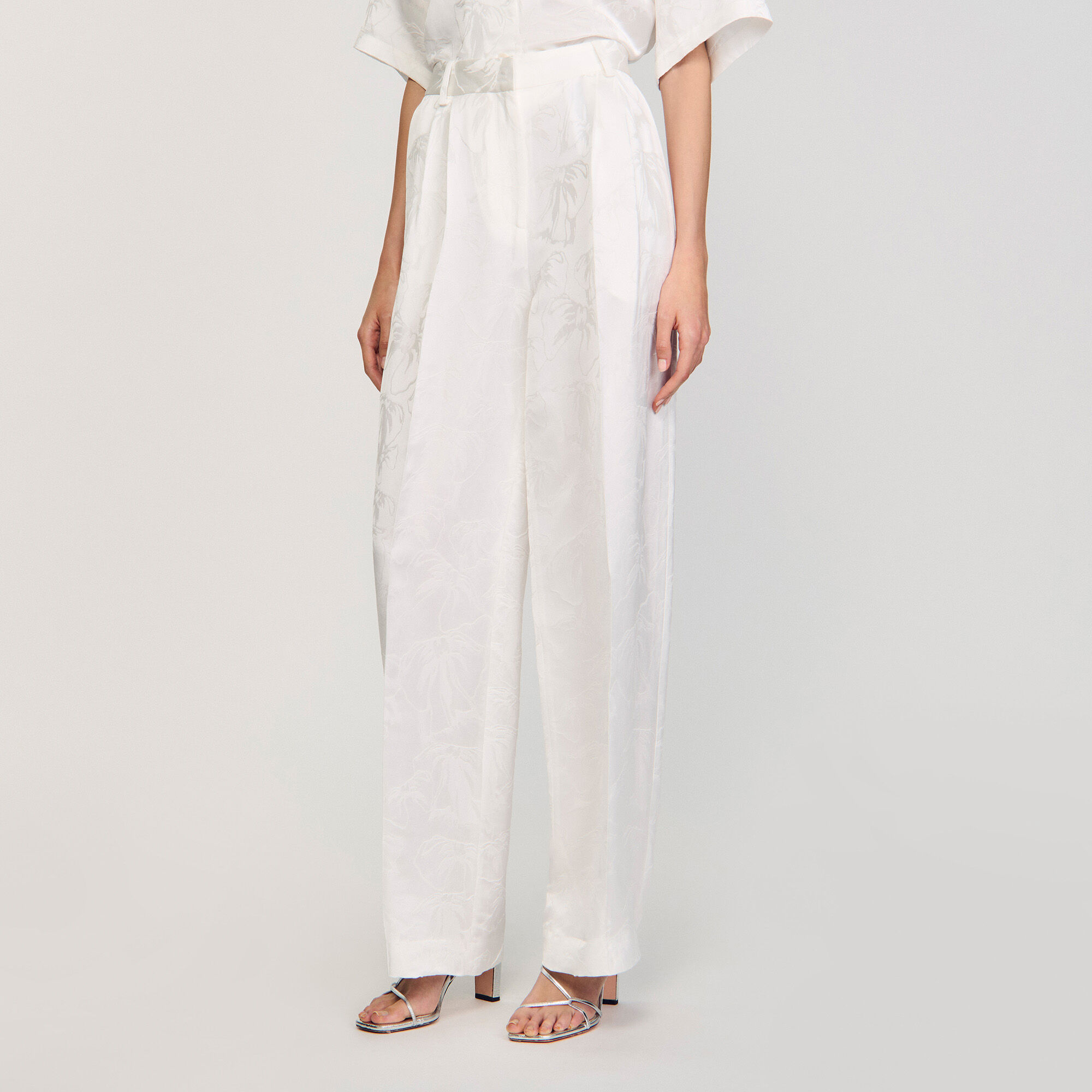 Pantaloni in jacquard con fiori