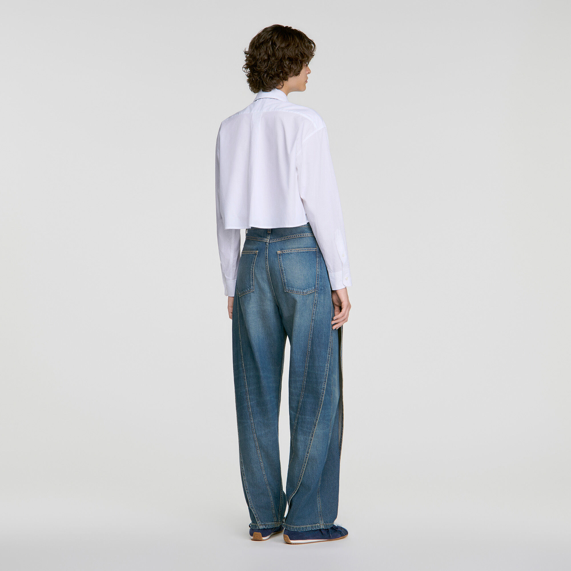 Jeans larghi con tagli impunturati - Donna | Sandro