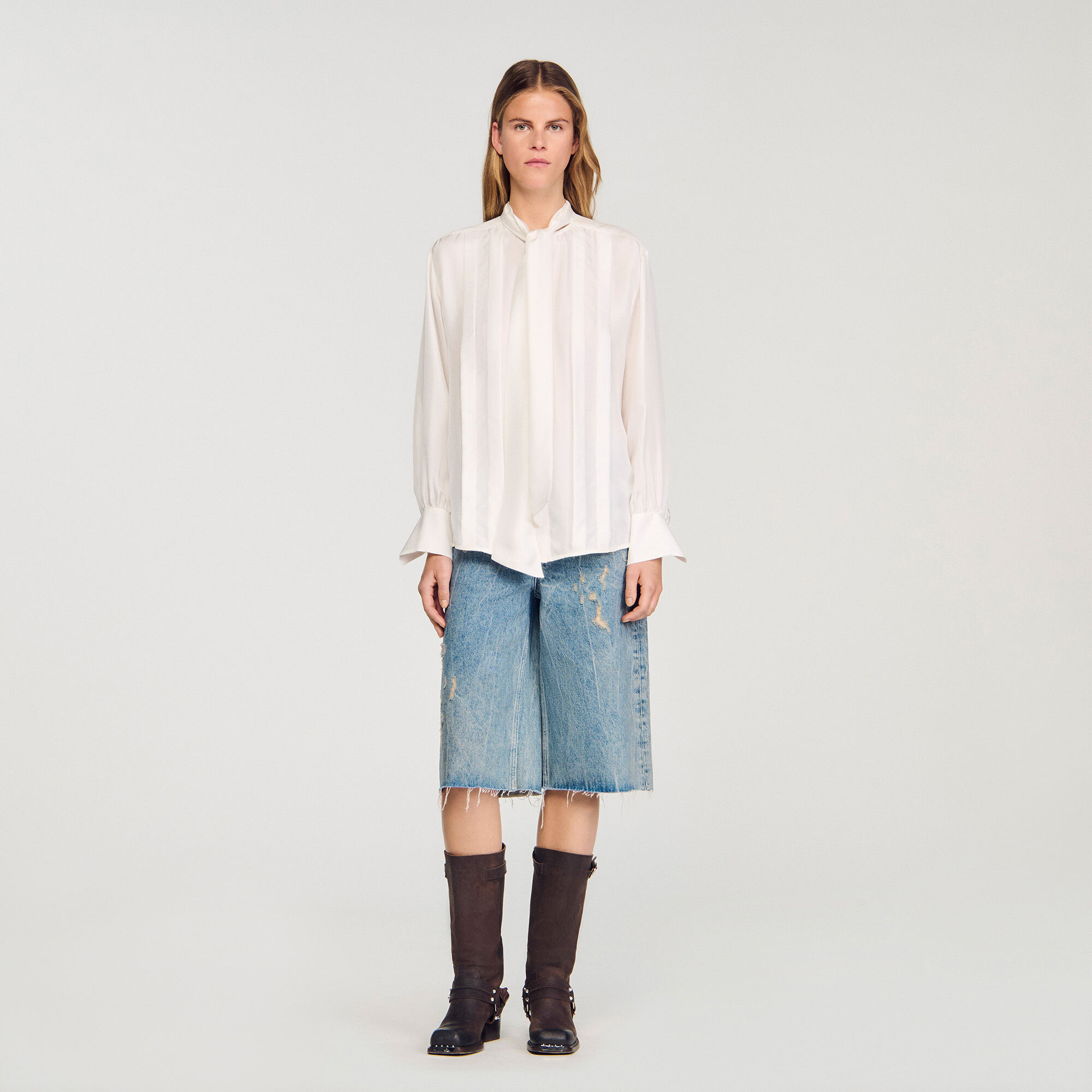Camicia in seta con lavallière