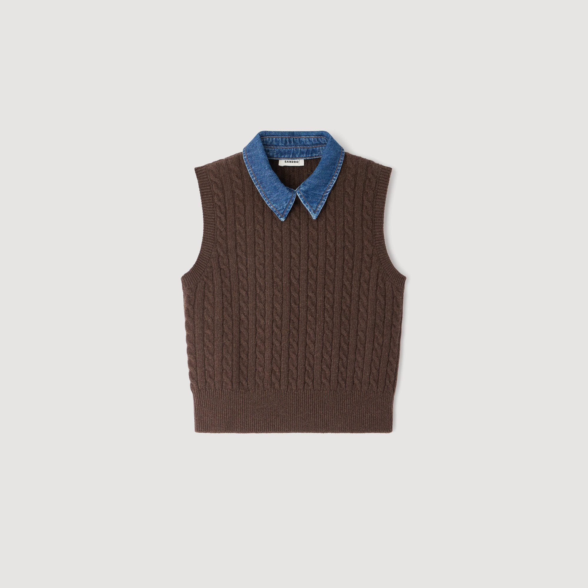 Maglione in maglia e denim