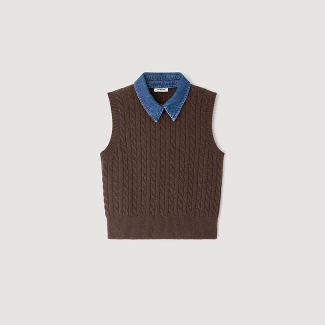 Maglione in maglia e denim