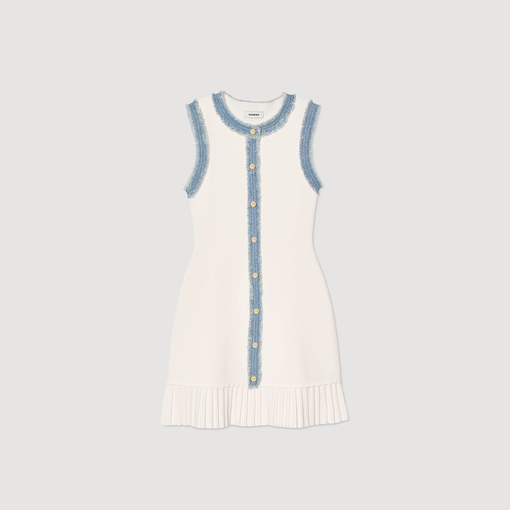 Abito corto in maglia con volant