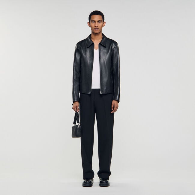 Giubbotto in pelle con zip