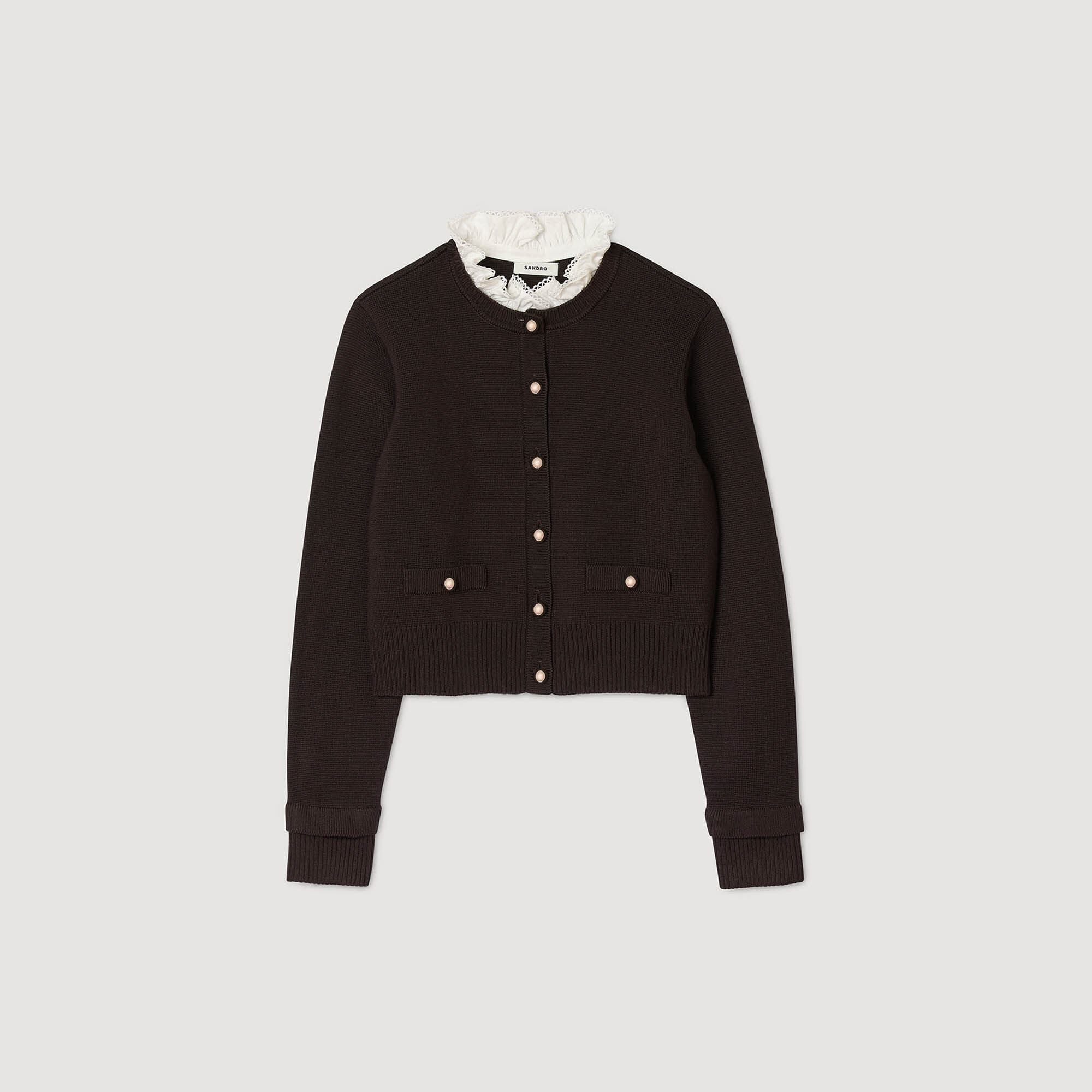 Cardigan colletto volant rimovibile