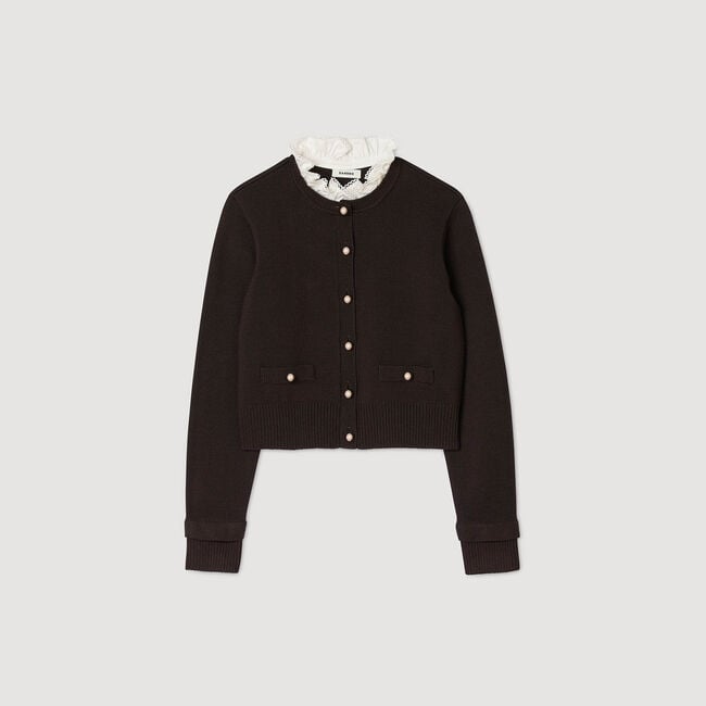 Cardigan colletto volant rimovibile