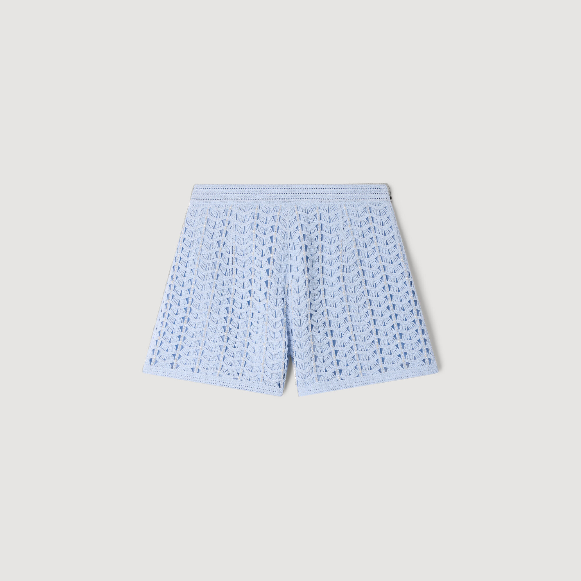 Shorts vita alta uncinetto perline