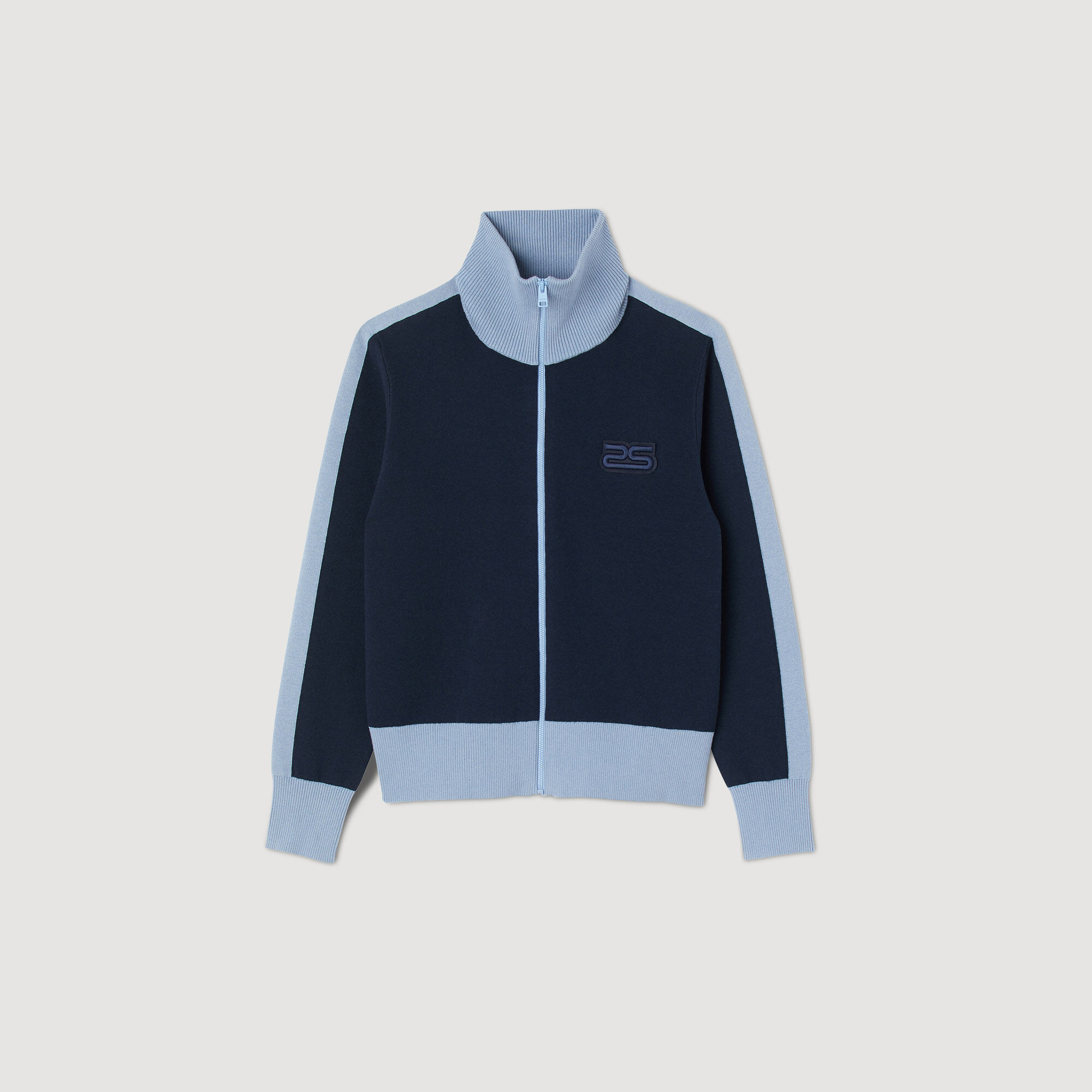 Cardigan bicolore in maglia