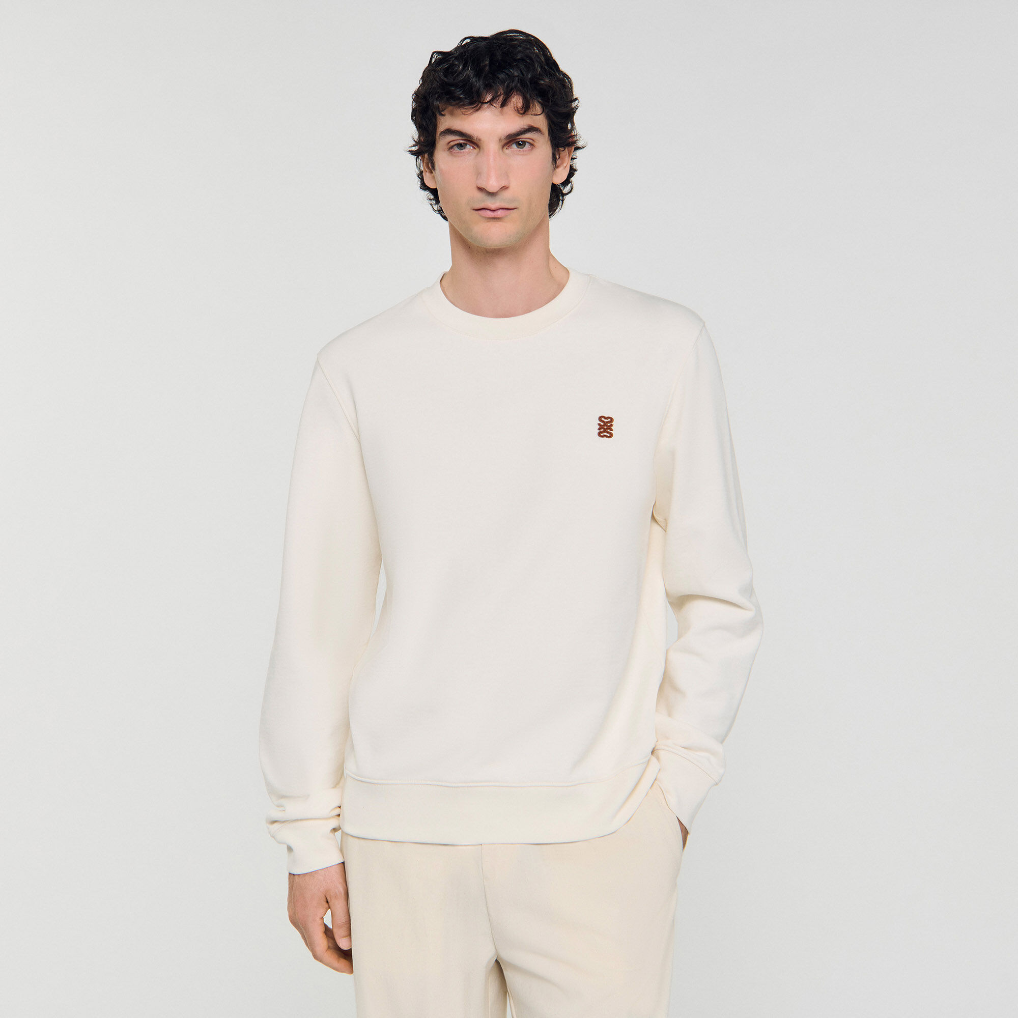 Felpa oversize con inserto in pelle