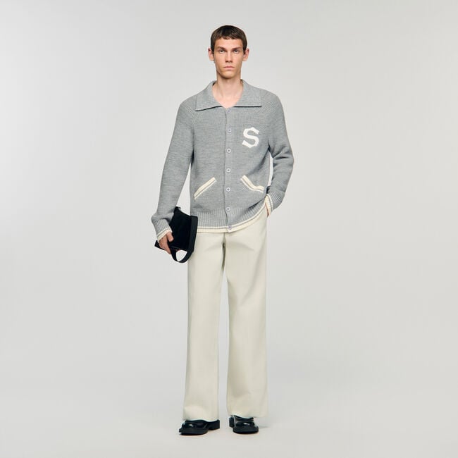 Cardigan in lana con patch S